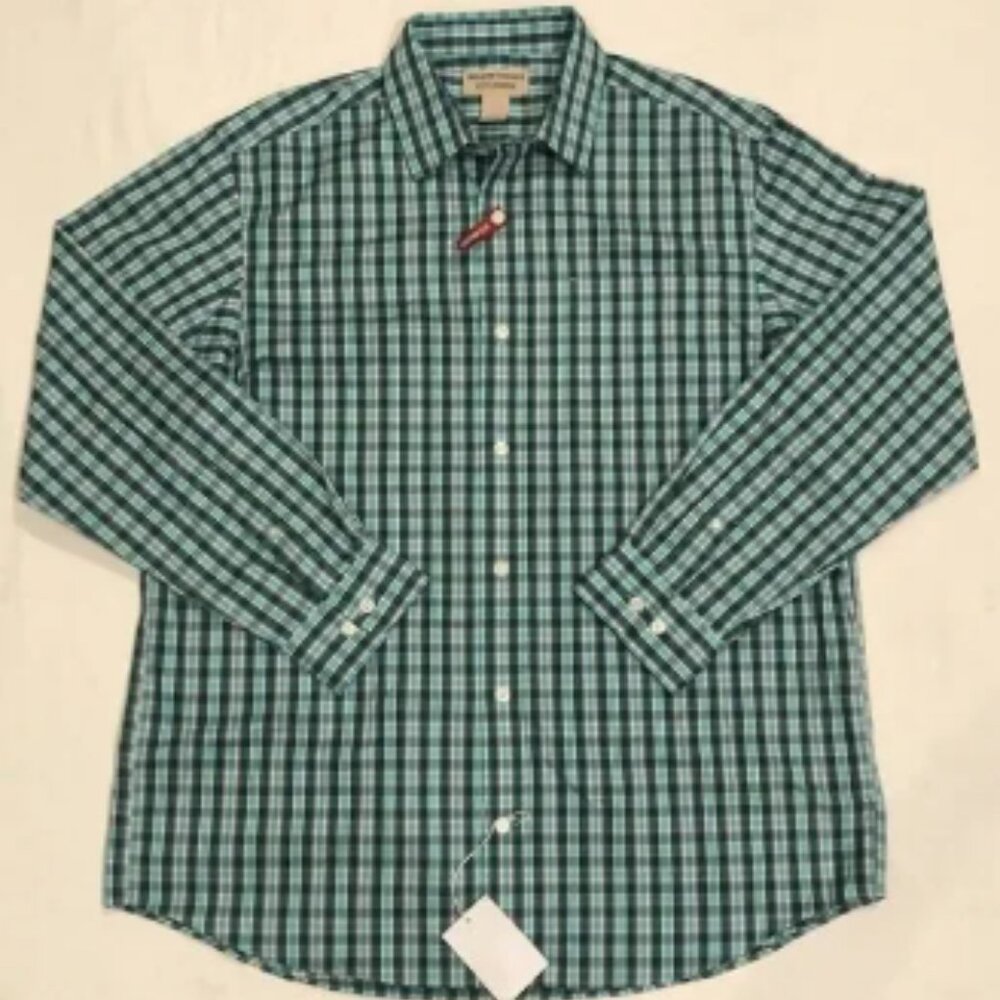 Duluth Trading Wrinkle Fighter Shirt Men's‎ L Checks Long Sleeve Button Up